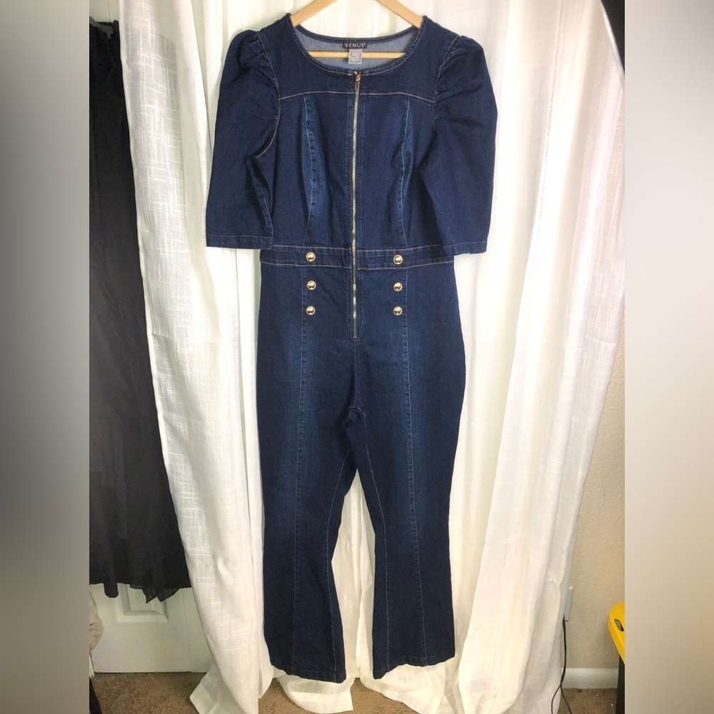 VENUS Dark Blue Jumpsuit with Metallic Buttons size 16 NWOT - Picture 14 of 15